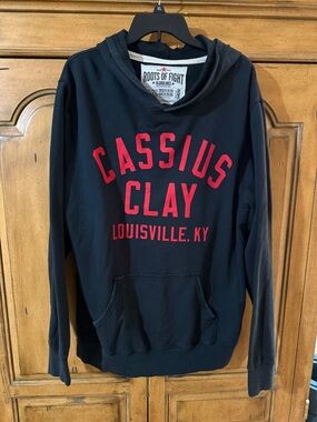 Roots of Fight Cassius Clay Black Hoodie with Red Lettering